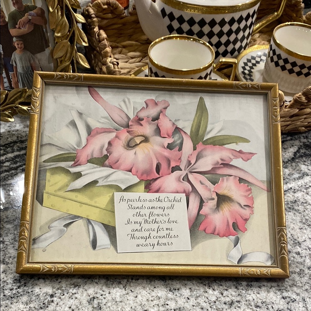 Vintage 1940’s Mother’s Day Orchid Motto Poem Framed Art!